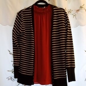 Black and White Striped Cardigan